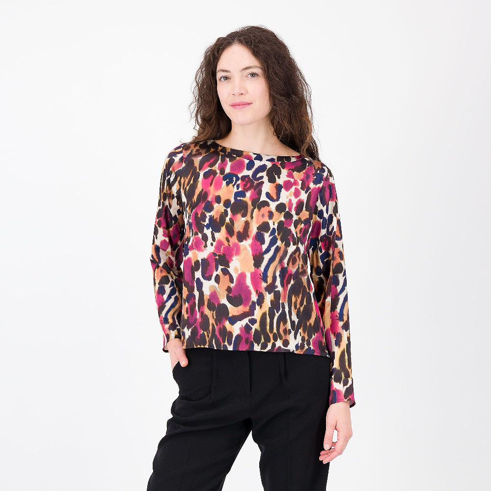 QVC Olly Doo Blusa in raso semi-opaco fantasia