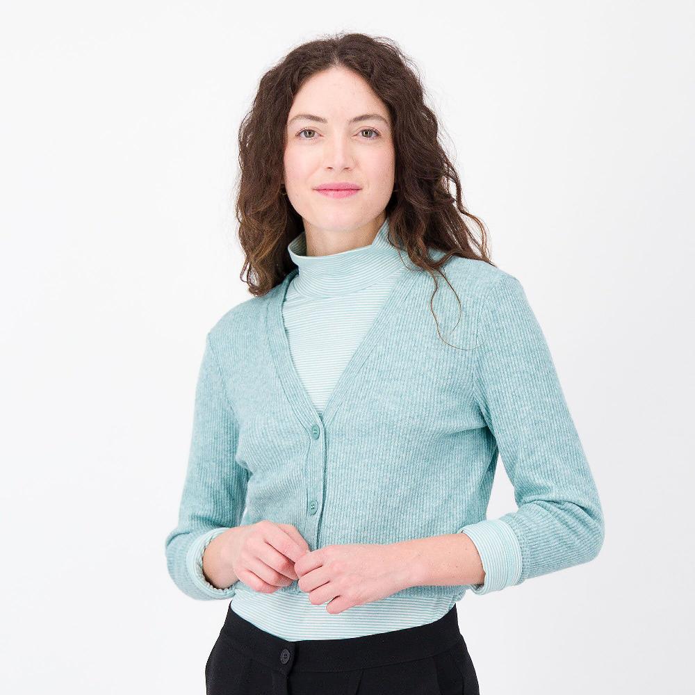 QVC Olly Doo Cardigan in maglia a costine mélange