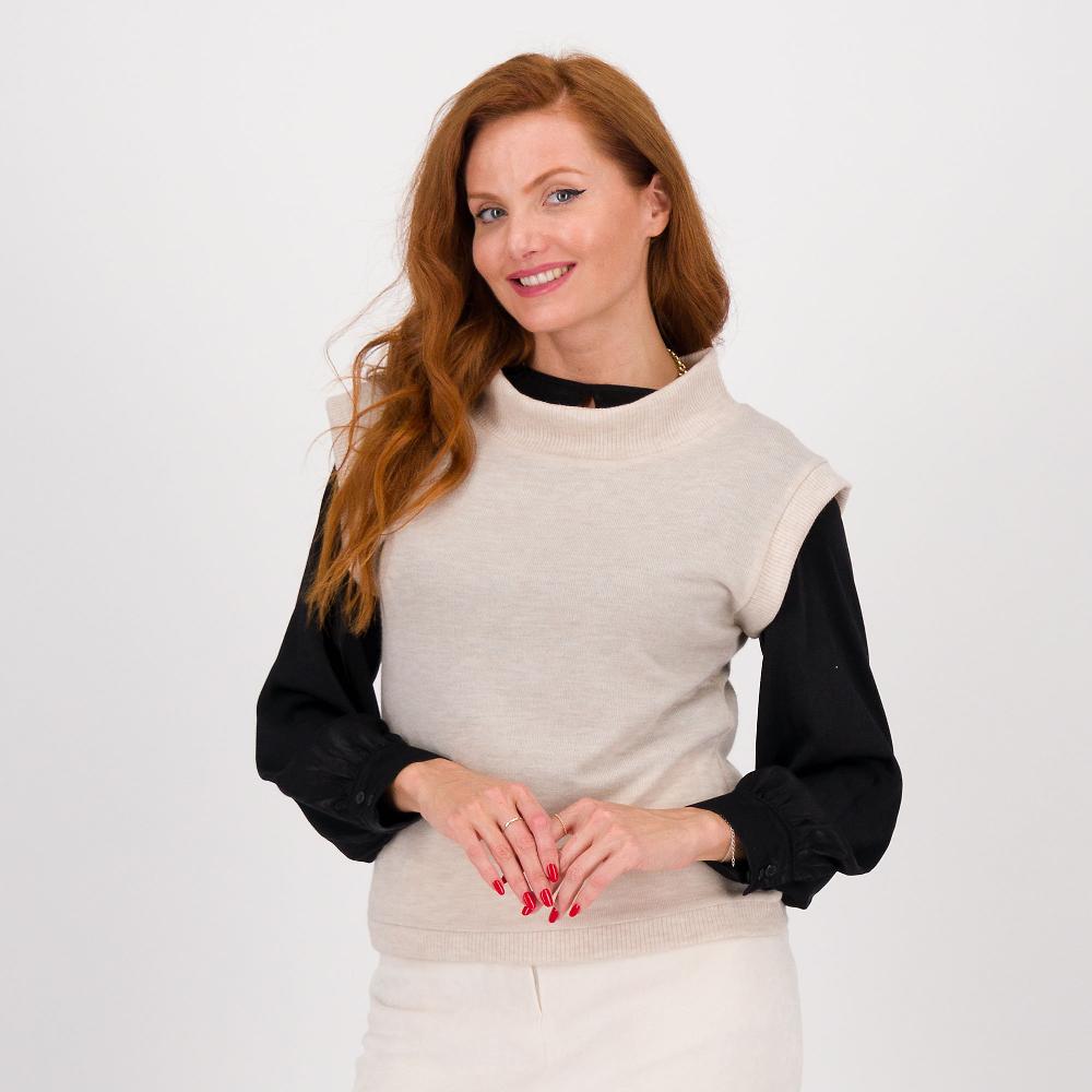 QVC Olly Doo Gilet in maglia con collo ad anello