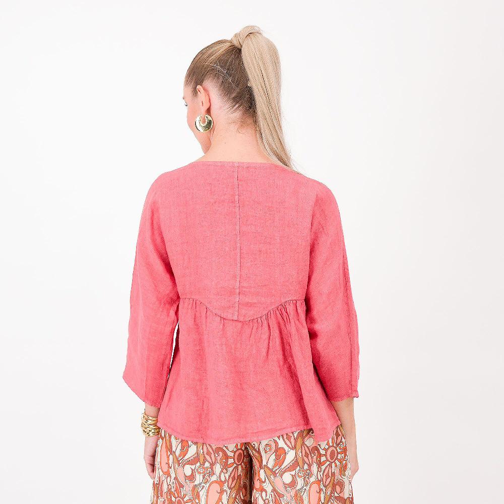 QVC PALAZZO MODA Blusa 100% Lino Scollo Tondo