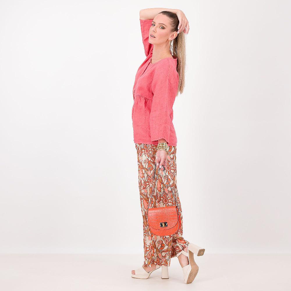 QVC PALAZZO MODA Blusa 100% Lino Scollo Tondo