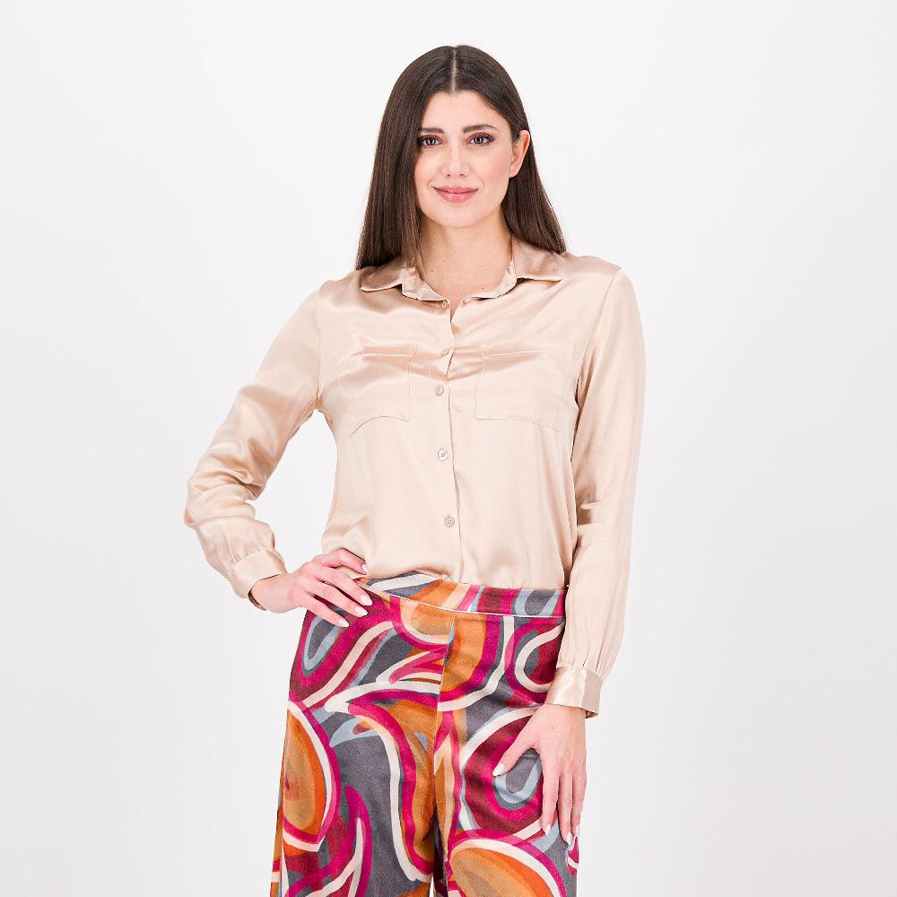 QVC PALAZZO MODA Camicia in raso con tasche