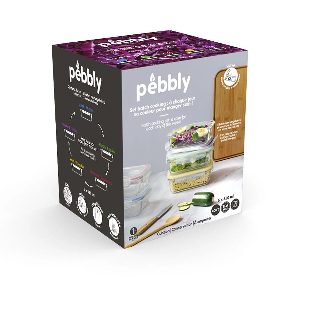 QVC Pebbly Set 5 Contenitori Da 850 Ml In Vetro