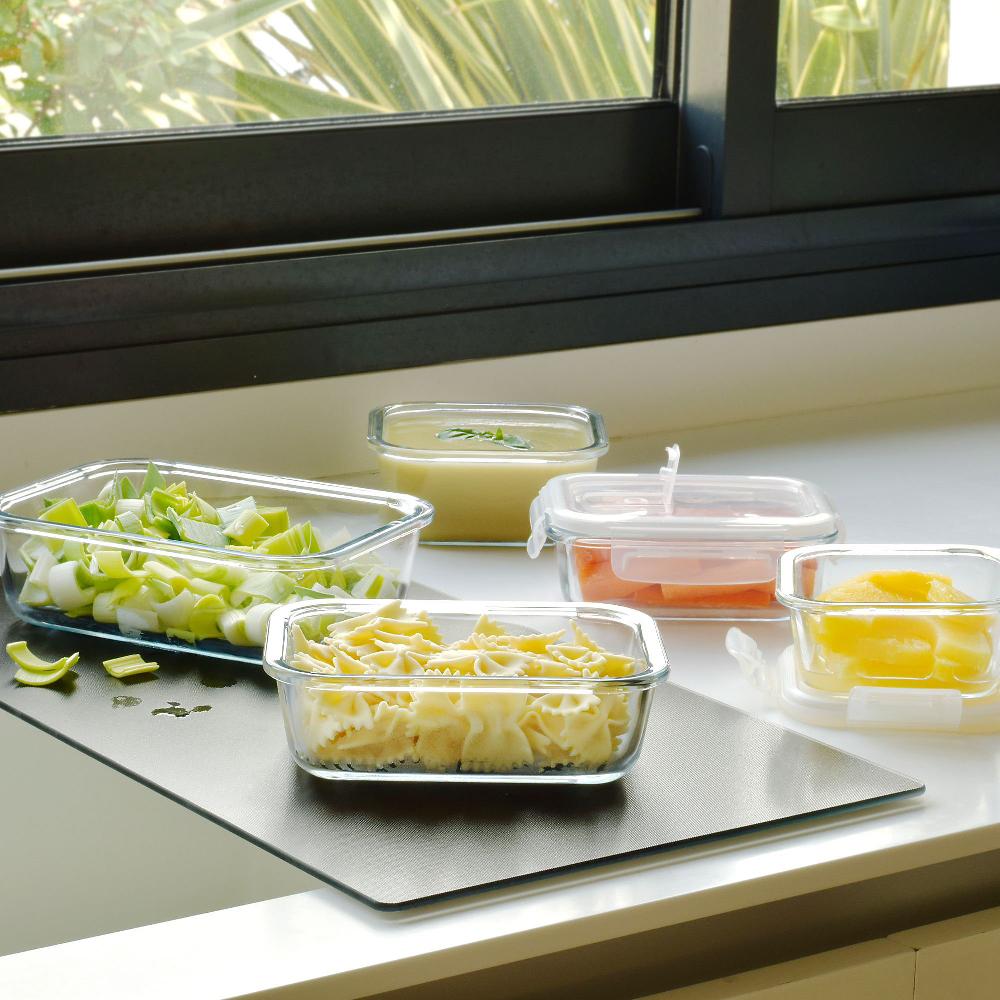 QVC Pebbly Set 5 Contenitori In Vetro Borosilicato