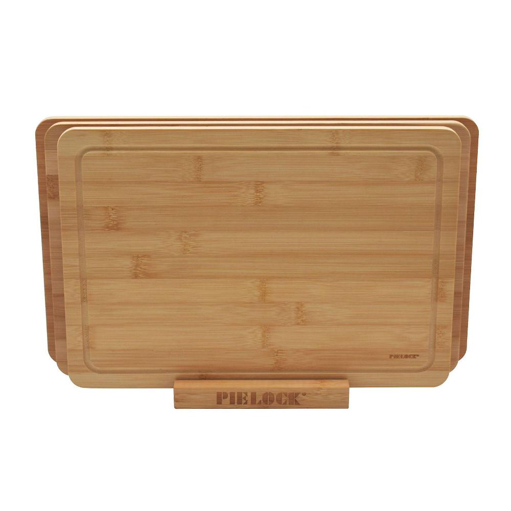 QVC Pie Lock Set 3 Taglieri Da Cucina In Bambù