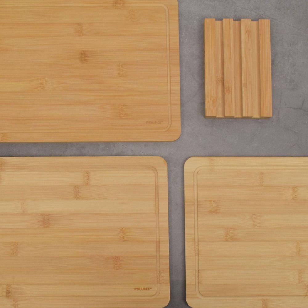 QVC Pie Lock Set 3 Taglieri Da Cucina In Bambù