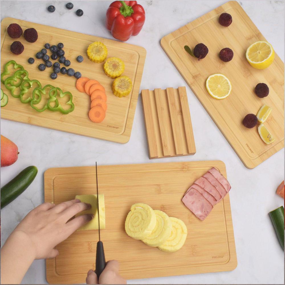 QVC Pie Lock Set 3 taglieri da cucina in bambù