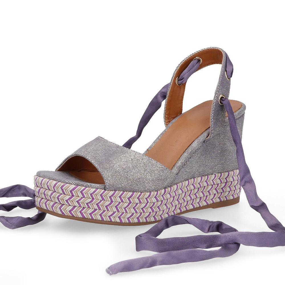 QVC Sara Lopez Sandali in tessuto con zeppa 9 5 cm