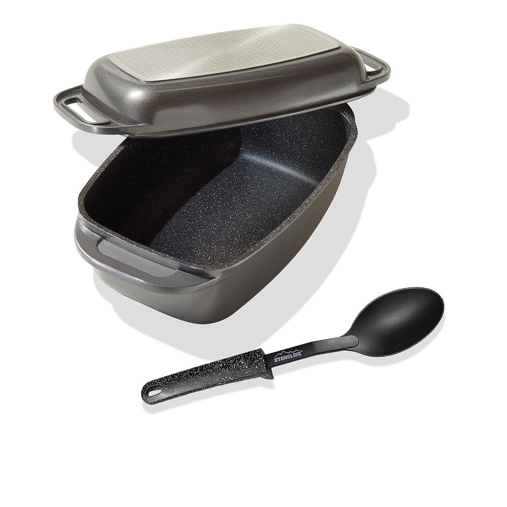 QVC Stoneline Rostiera con coperchio e cucchiaio