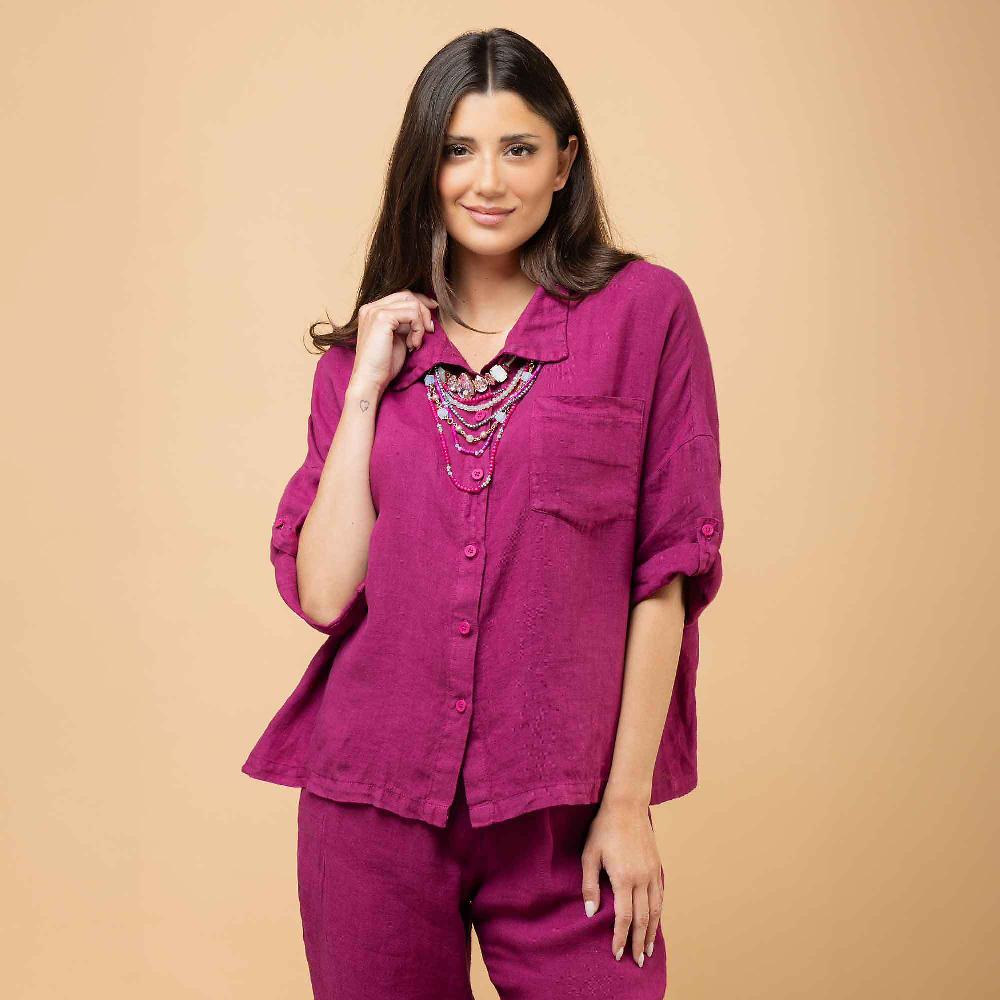 QVC Studio 19 Camicia In Lino A Maniche Corte