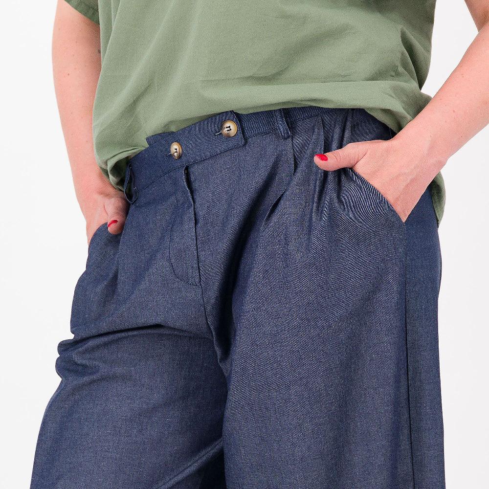 QVC Studio 19 Pantaloni Ampi In Chambray