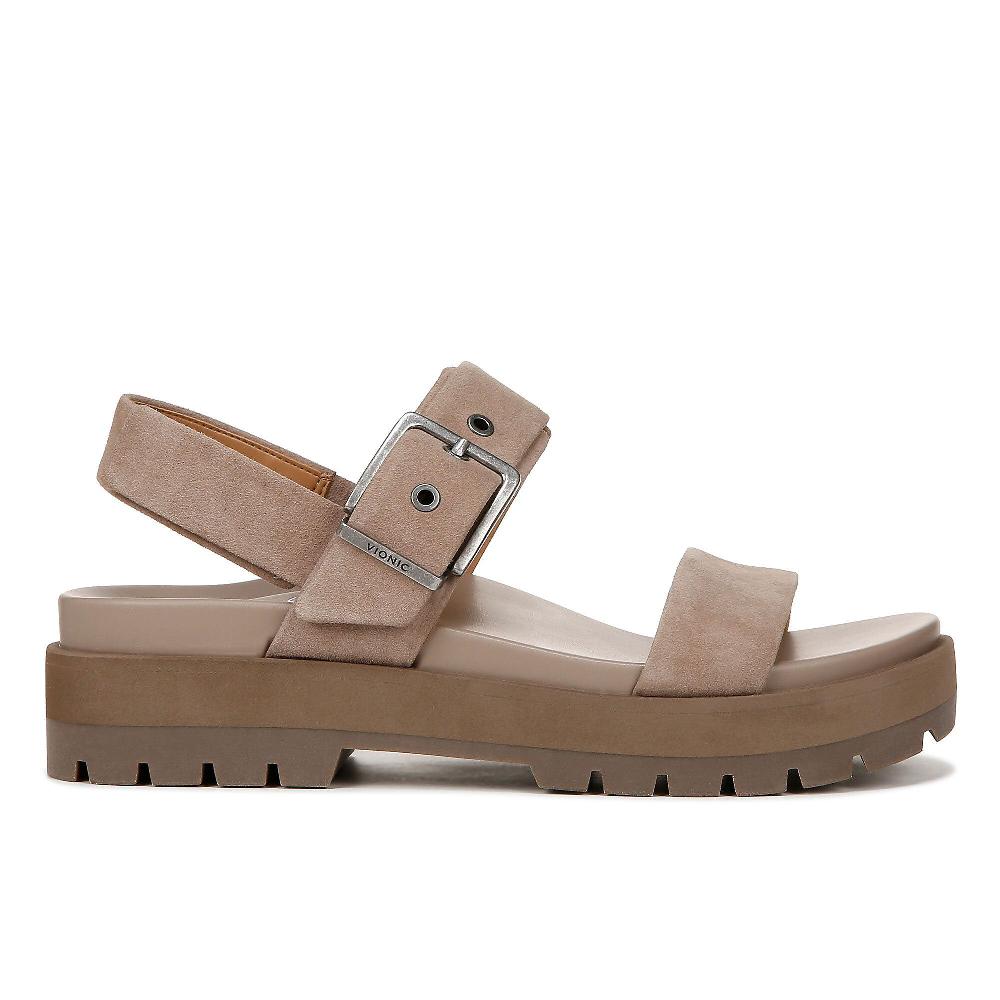 QVC Vionic Sandali in pelle con doppia fascia
