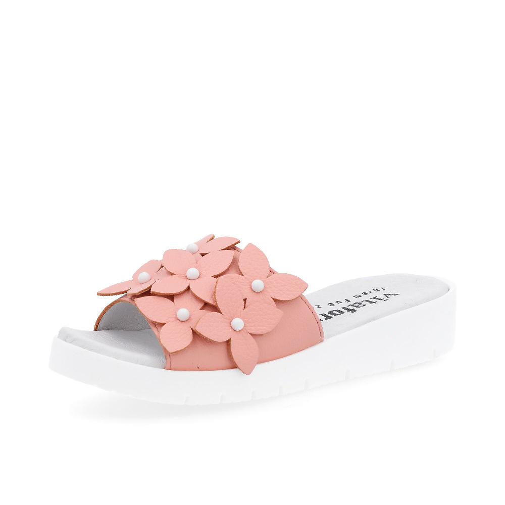 QVC Vitaform Ciabatte a fascia in pelle con fiori