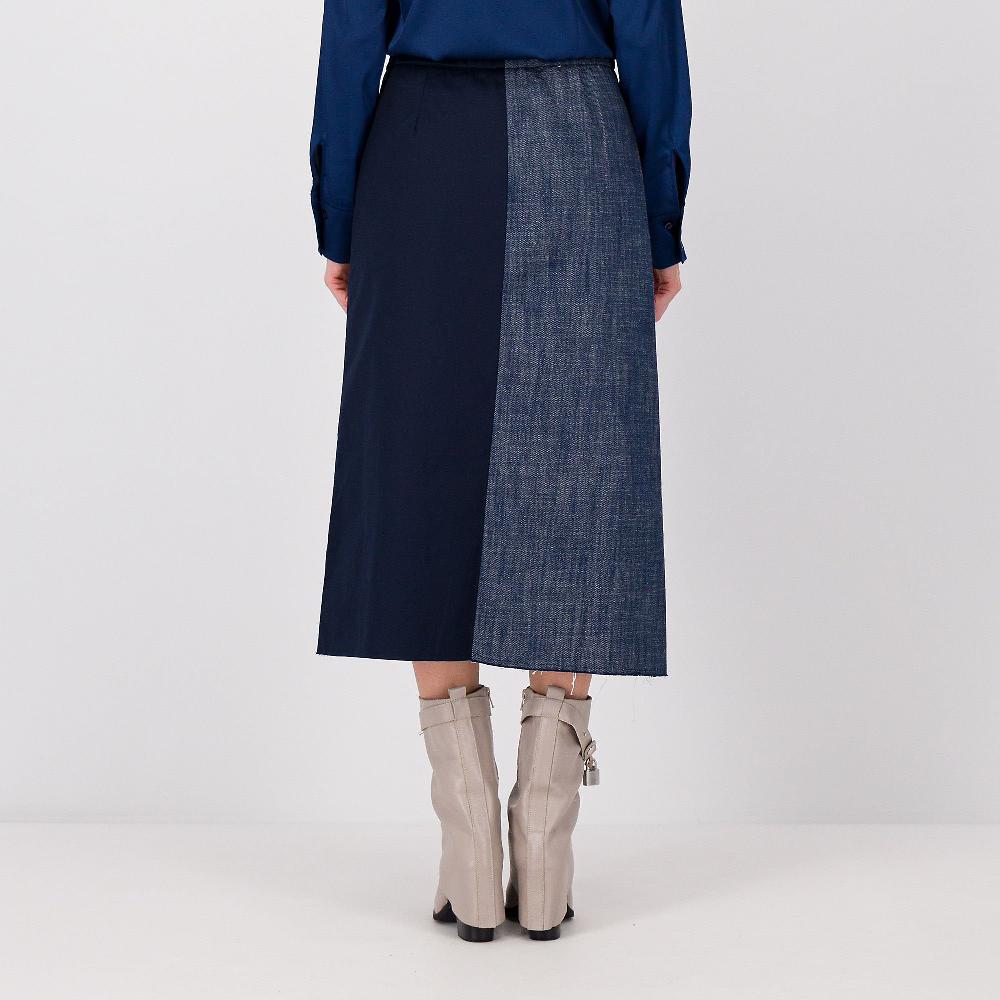 QVC W.I.T.A. Gonna In Denim E Cotone Con Ricamo
