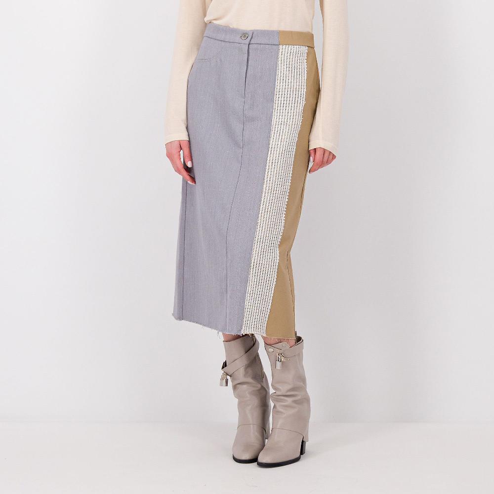 QVC W.I.T.A. Gonna in denim e cotone con ricamo