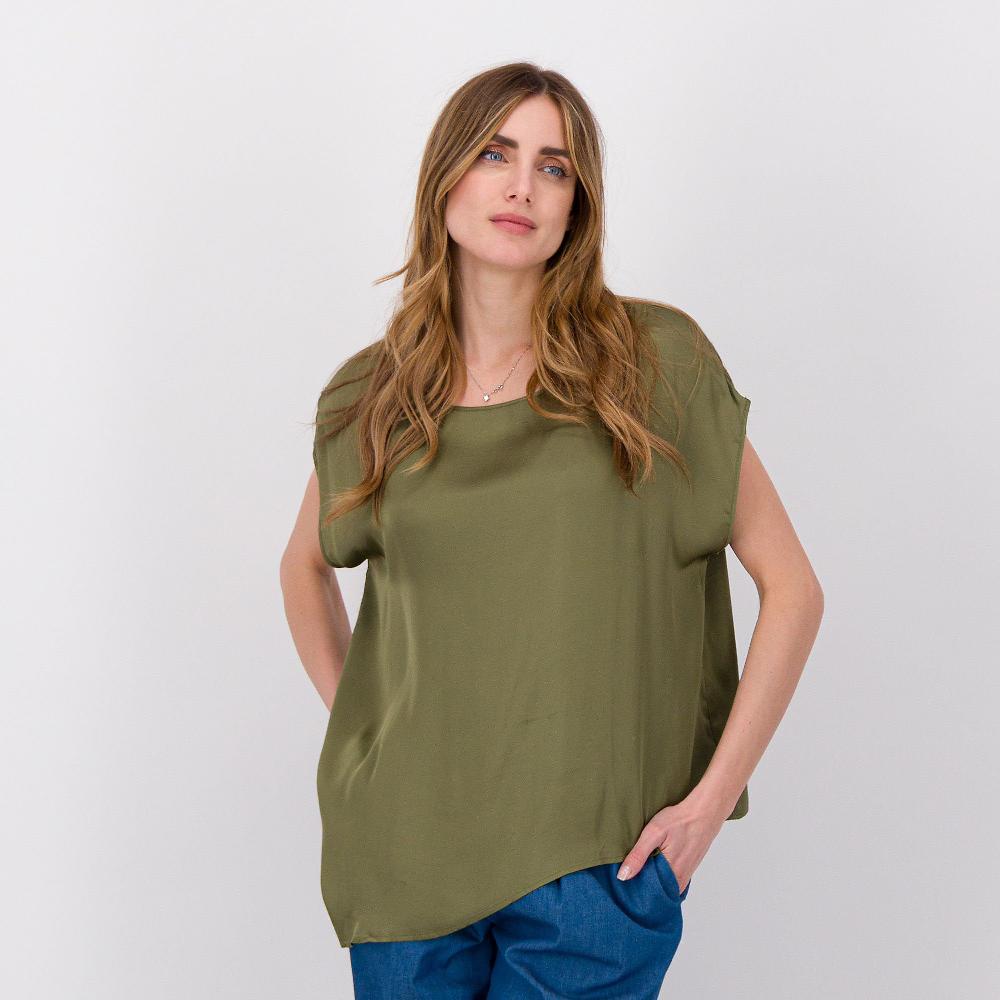 QVC W.I.T.A. T-shirt asimmetrica in raso di viscosa