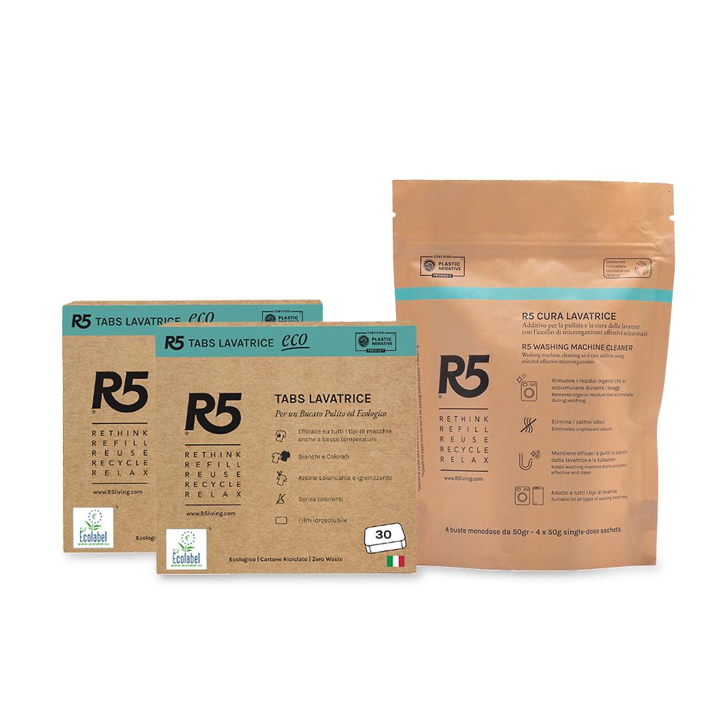 QVC R5 Living 2 Confezioni Eco Tabs Lavatrice + Cura Lavatrice 4 Dosi