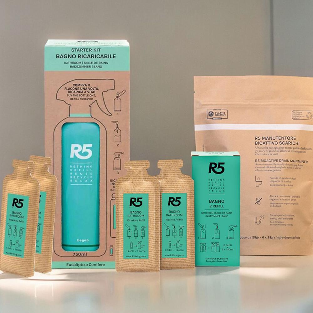 QVC R5 Living Kit Bagno Detergente + Manutentore Scarichi