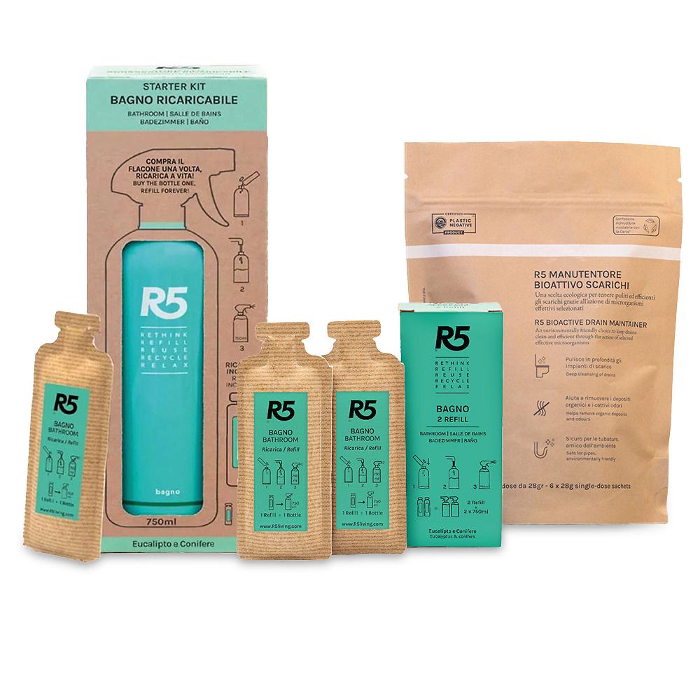 QVC R5 Living Kit Bagno Detergente + Manutentore Scarichi