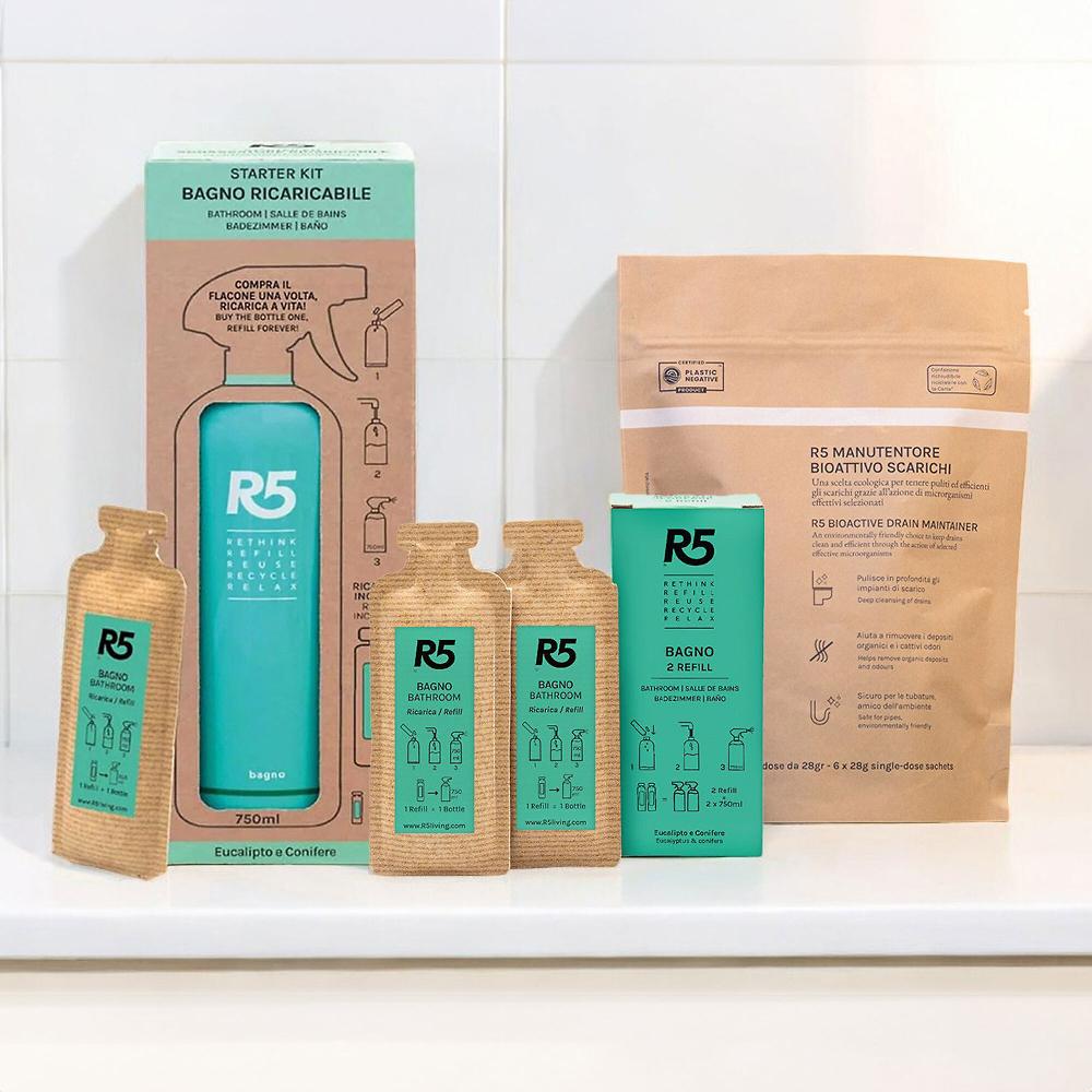 QVC R5 Living Kit Bagno Detergente + Manutentore Scarichi