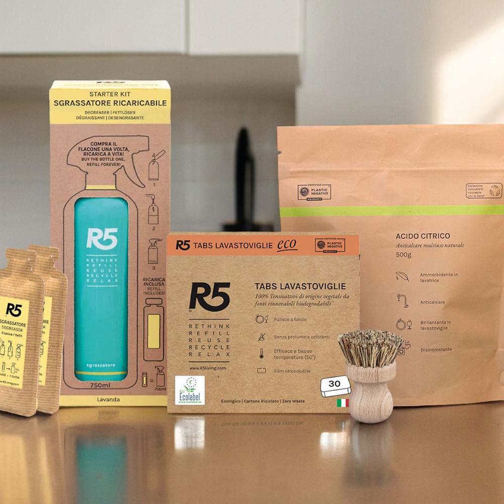 QVC R5 Living Kit Cucina Splendente Sgrassatore Acido Citrico Eco Tabs