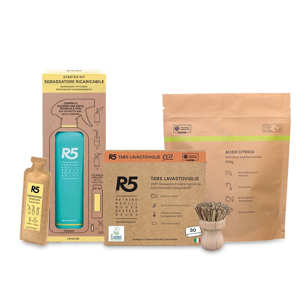 QVC R5 Living Kit Cucina Splendente Sgrassatore Acido Citrico Eco Tabs