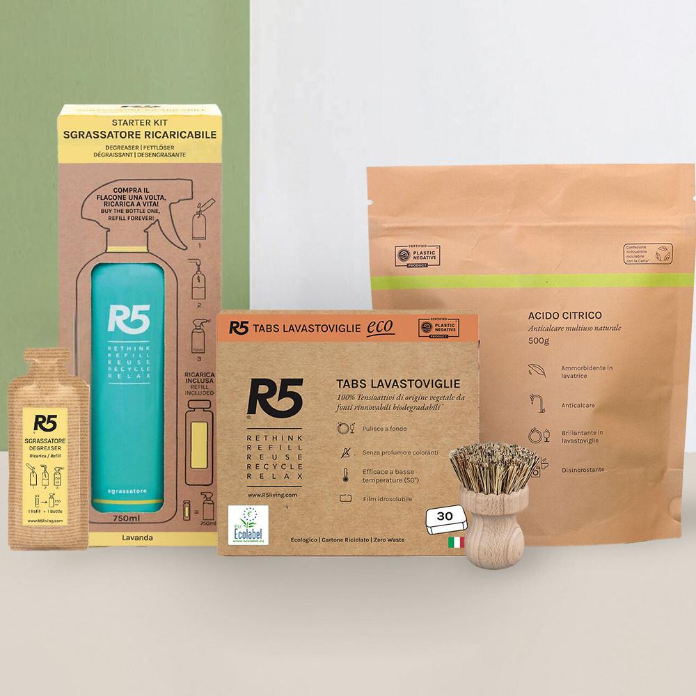 QVC R5 Living Kit Cucina Splendente Sgrassatore acido citrico Eco Tabs