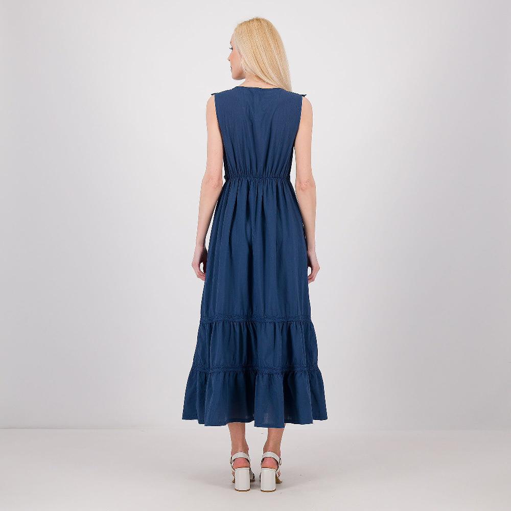 QVC REBEKA ROSS Abito Lungo Smanicato In Cotone Con Volat Allo Scollo