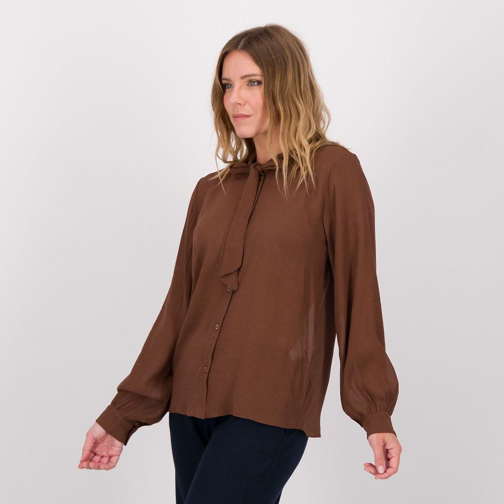 QVC REBEKA ROSS Camicia in tessuto crêpe di viscosa con fiocco annodato