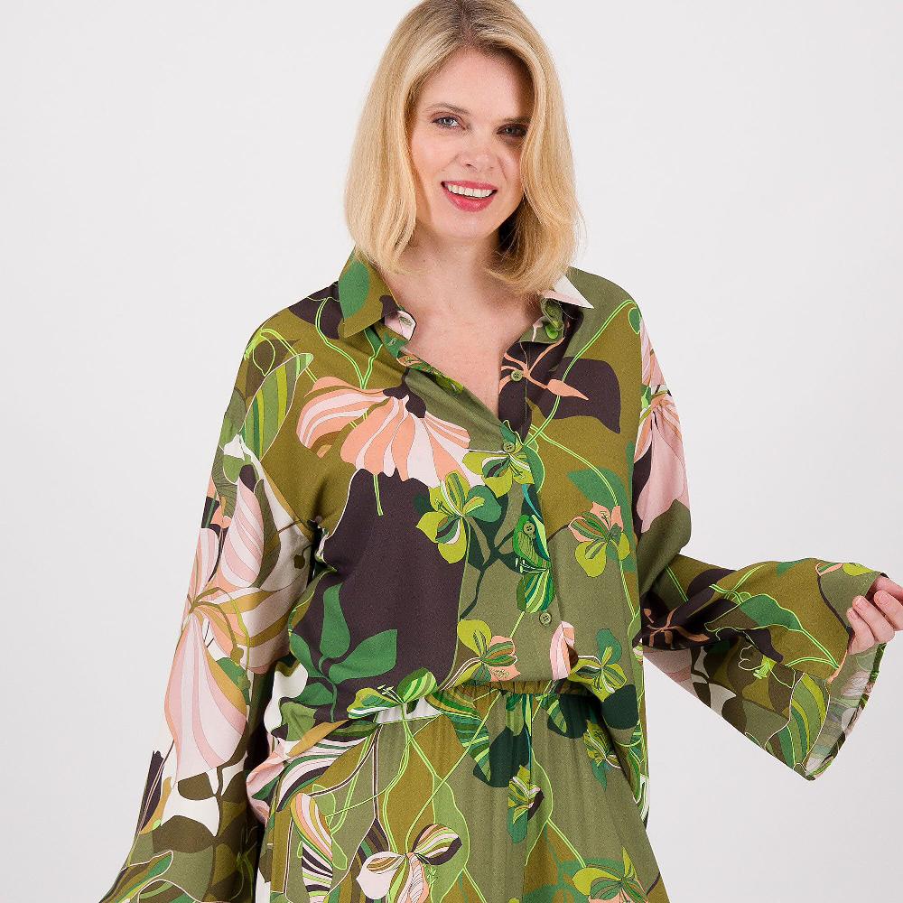 QVC REBEKA ROSS Camicia In Viscosa Fantasia Con Maniche Lunghe Ampie