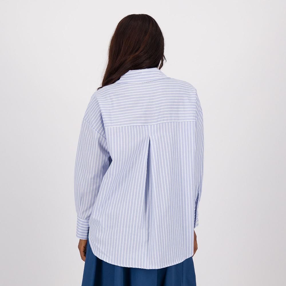 QVC Rebeka Ross Camicia Over In Tessuto Rigato A Maniche Lunghe