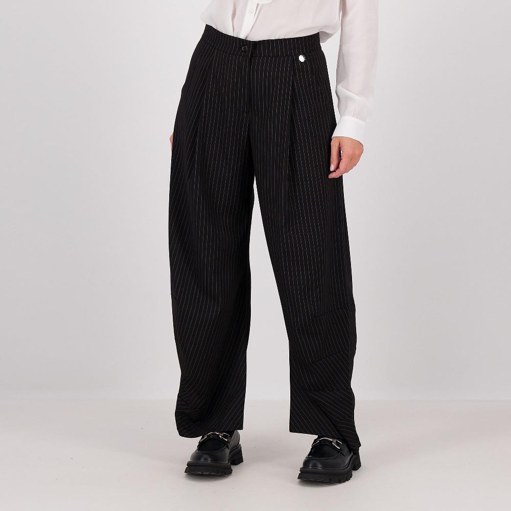 QVC REBEKA ROSS Pantaloni Balloon In Gessato Con Elastico In Vita