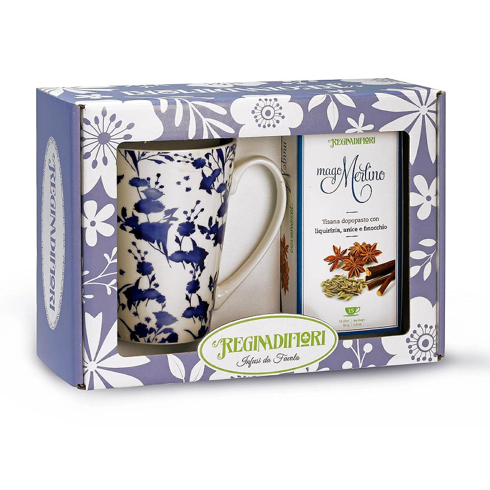 QVC Regina di fiori Scatola con tisana anice finocchio liquirizia + tazza