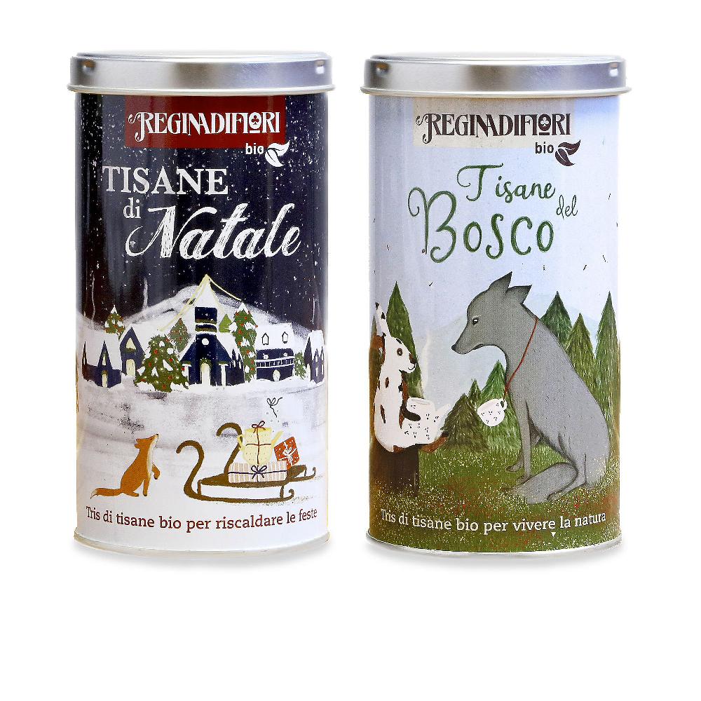 QVC Regina di fiori Set 2 lattine con grafica natalizia e 12 filtri di tisane