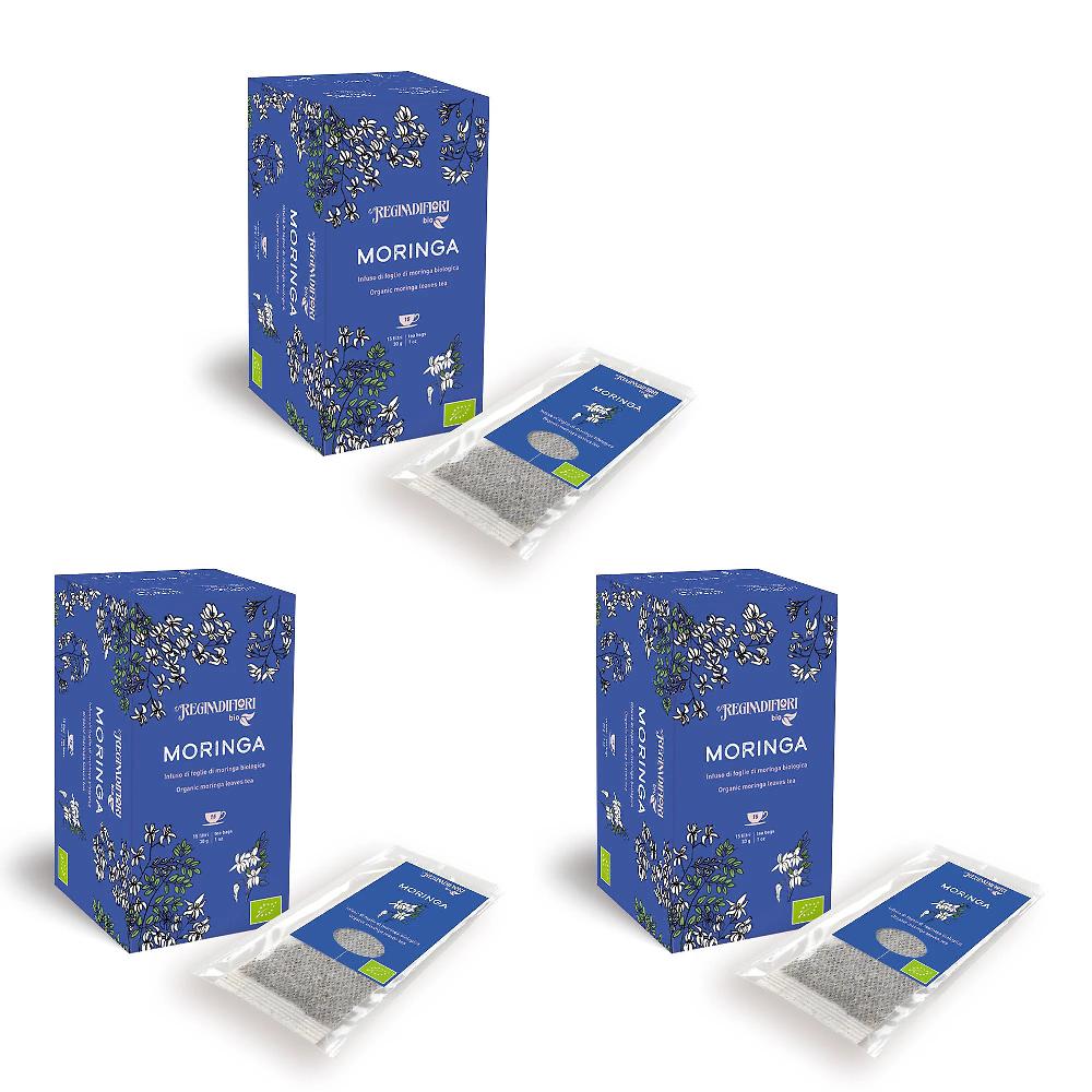 QVC Regina di fiori Set 3 confezioni infuso di moringa biologica