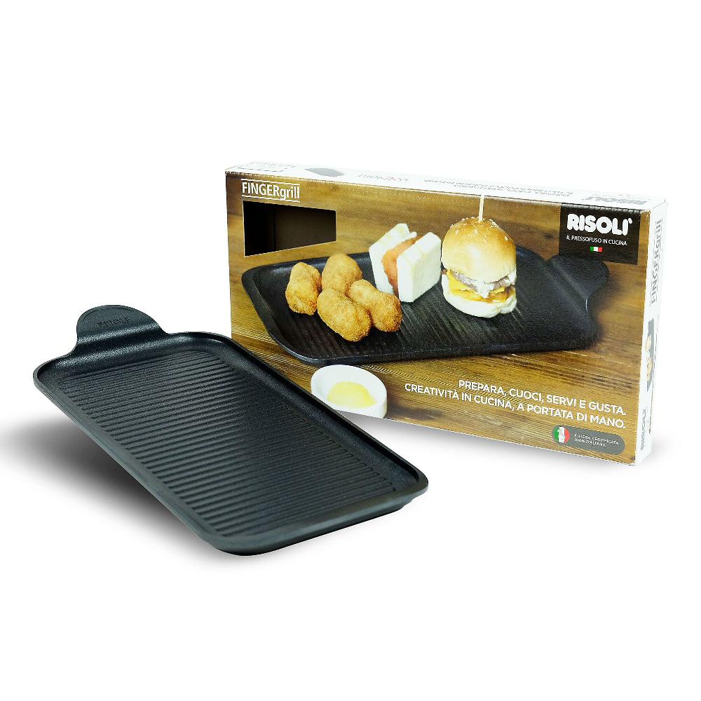 QVC Risoli Piastra in alluminio pressofuso per mini porzioni Fingergrill