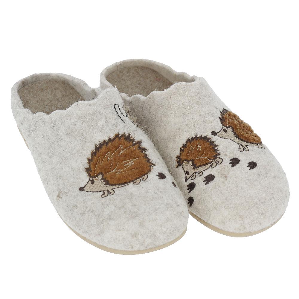 QVC Sabatini Pantofole in feltro con ricamo ricci e suola antiscivolo