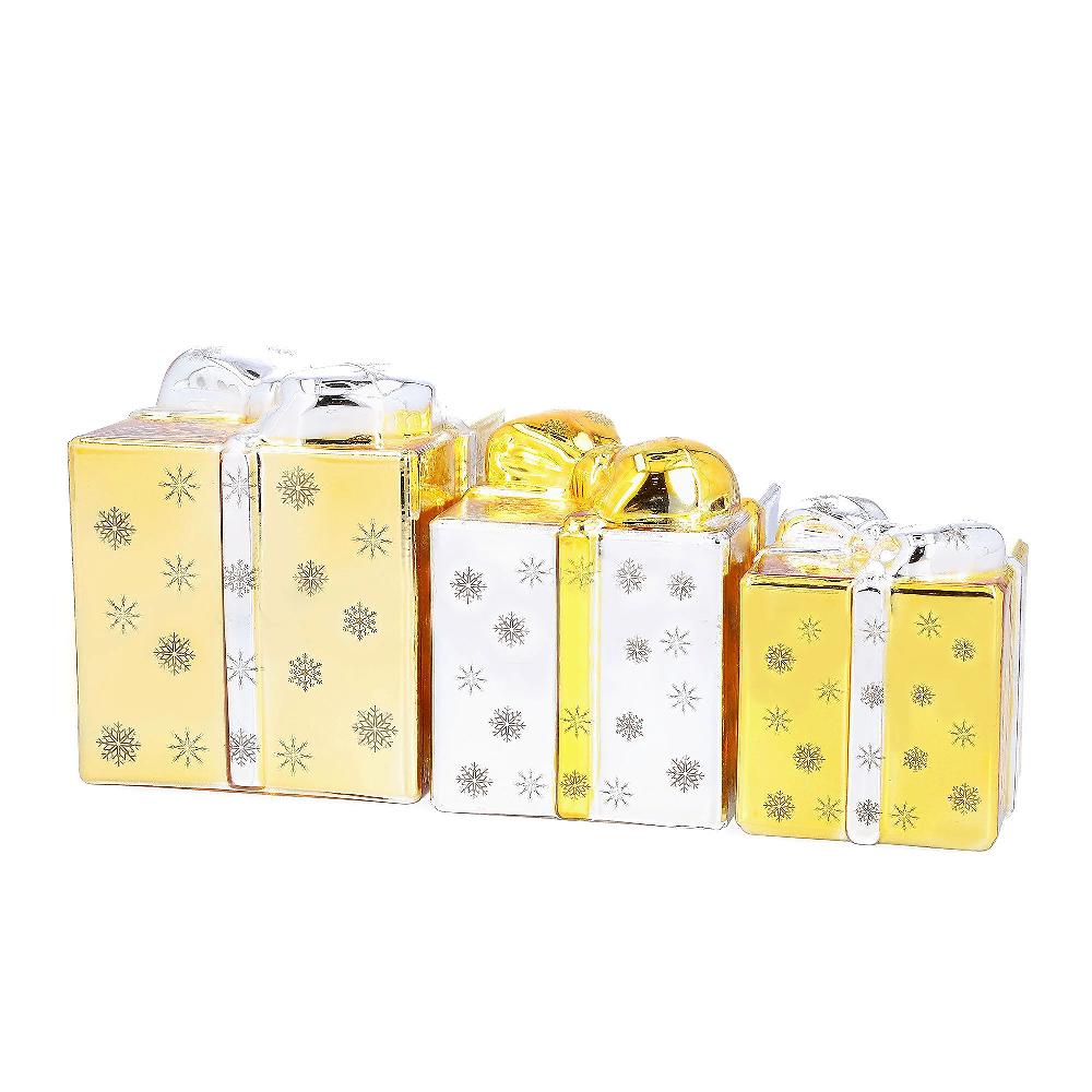 QVC Santa's Express 3 Pacchi Regalo Luminosi In Vetro Con Glitter