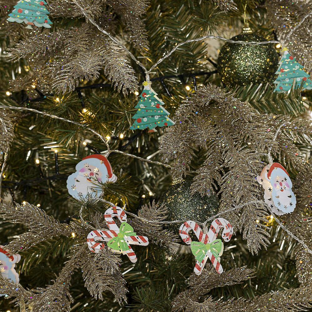 QVC Santa's Express Set 3 catene luminose con decorazioni colorate