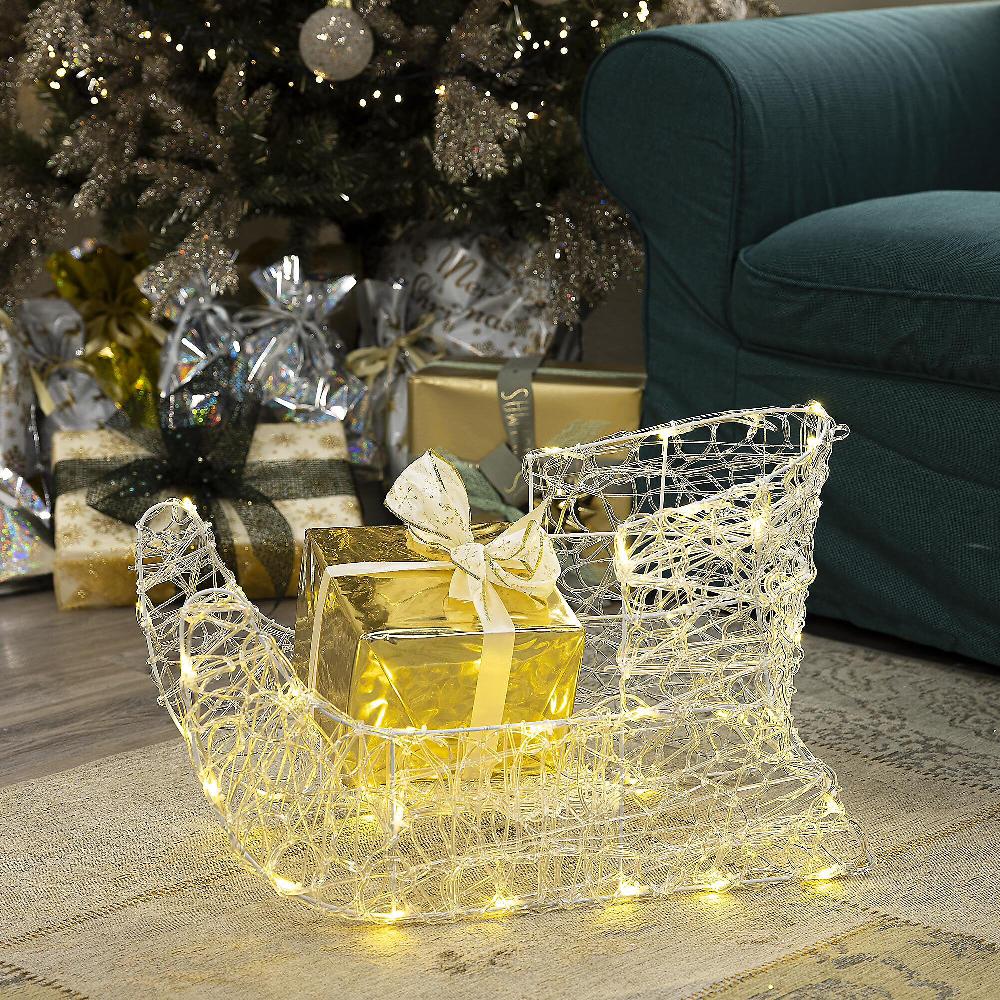 QVC Santa's Express Slitta Decorativa Pre Illuminata Per Esterni