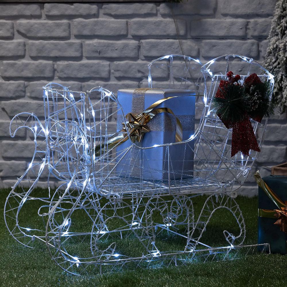 QVC Santa's Express Slitta Pre-illuminata Da Esterno E Interno