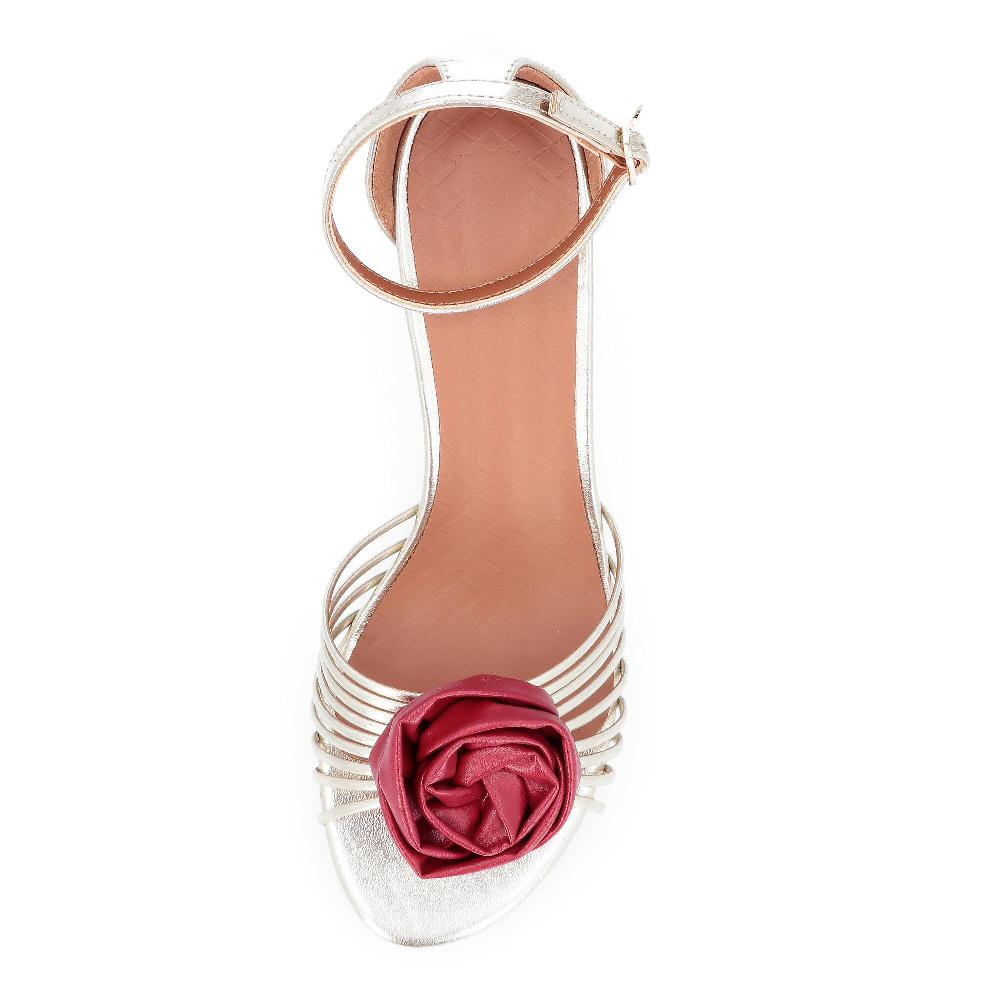 QVC Sara Lopez Sandalo Con Applicazione Rosa E Tacco 4 5 Cm