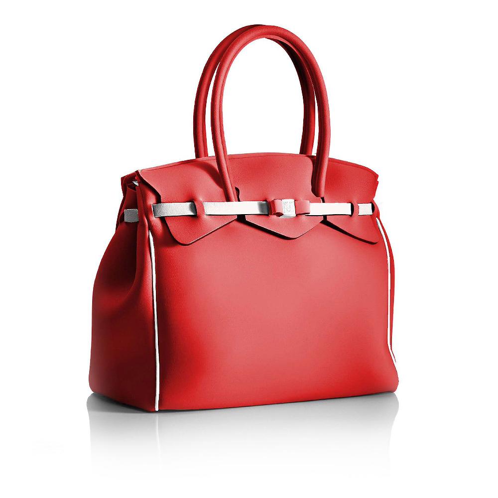 QVC Save My Bag Borsa A Mano In Poly-fabric Con Profili A Contrasto
