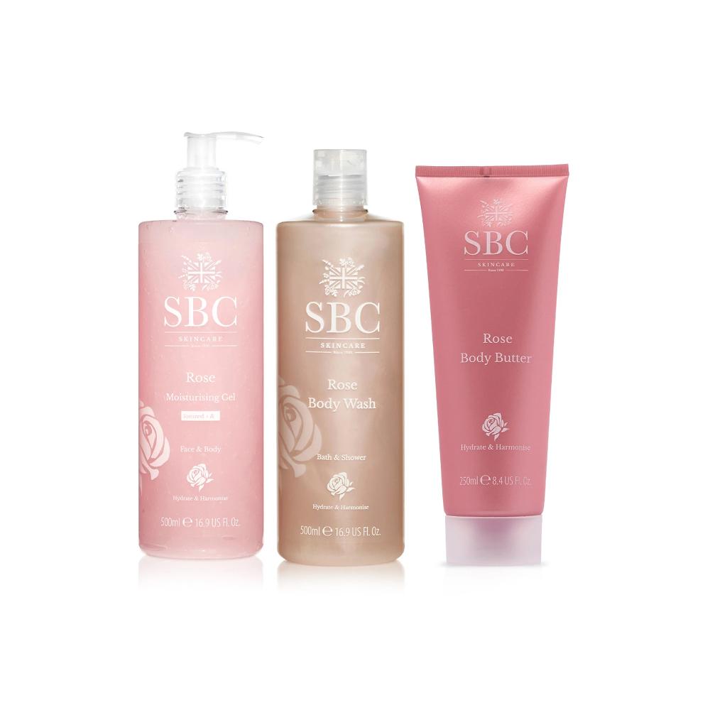 QVC SBC 3 prodotti linea Rose bagnoschiuma crema corpo idratante