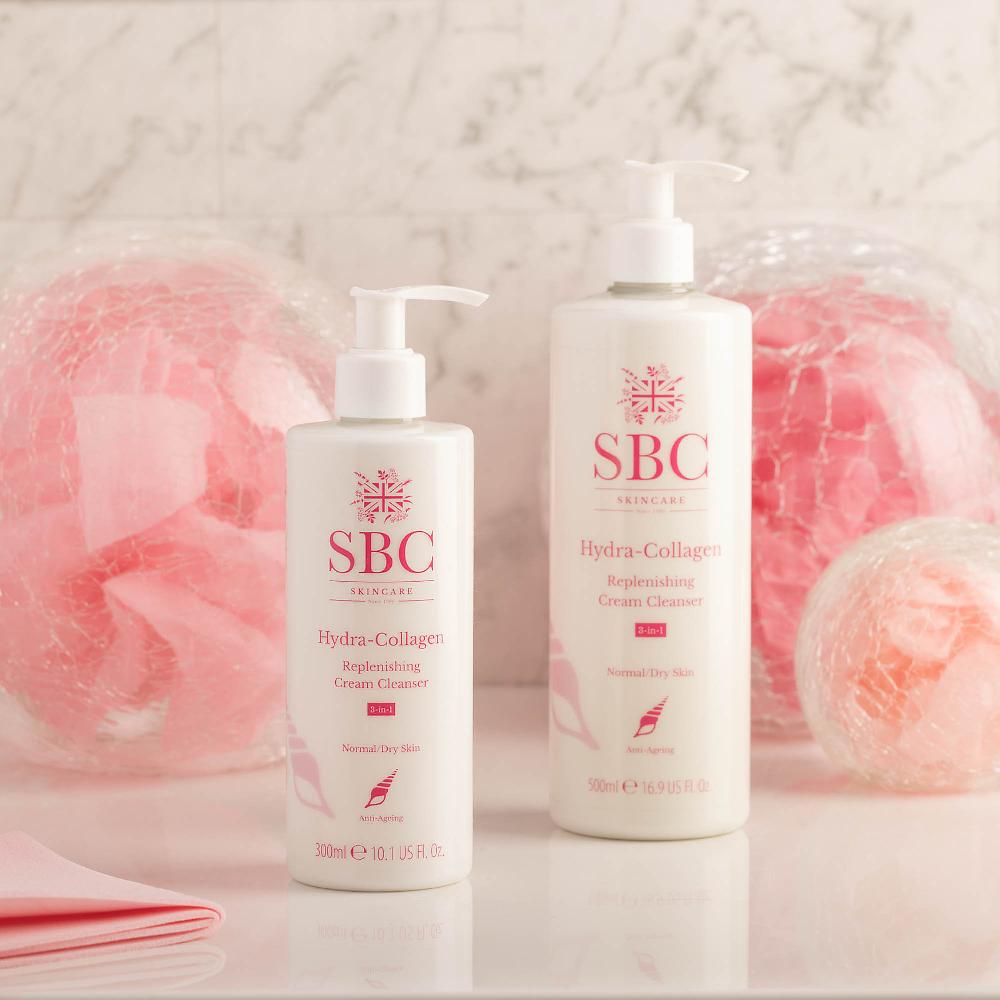 QVC SBC Hydra-Collagen 3in1: Detergente viso cremoso 300ml+500ml con Shammy