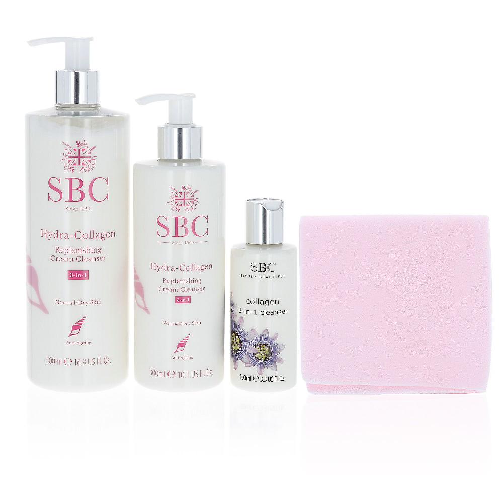 QVC SBC Hydra Collagen 3in1 kit 3 detergenti viso + shammy
