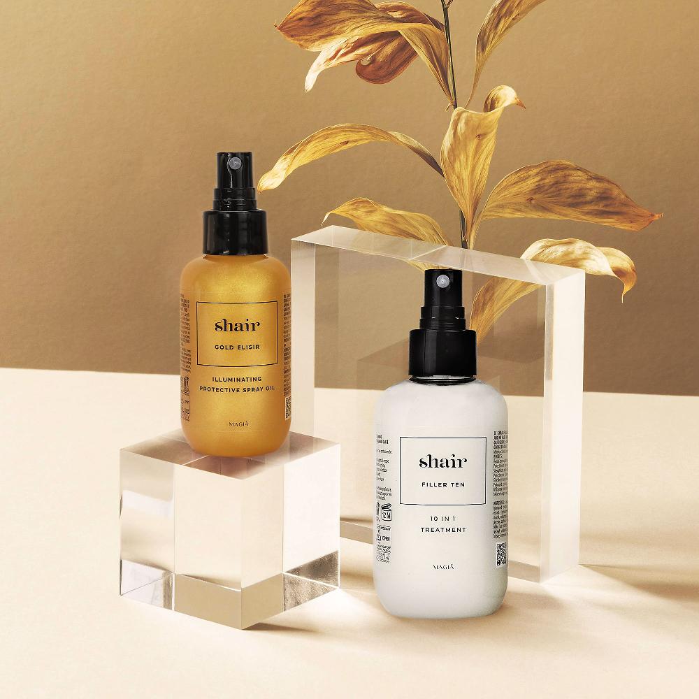 QVC Shair Kit capelli: spray Filler Ten 10in1 e olio Golden Elisir