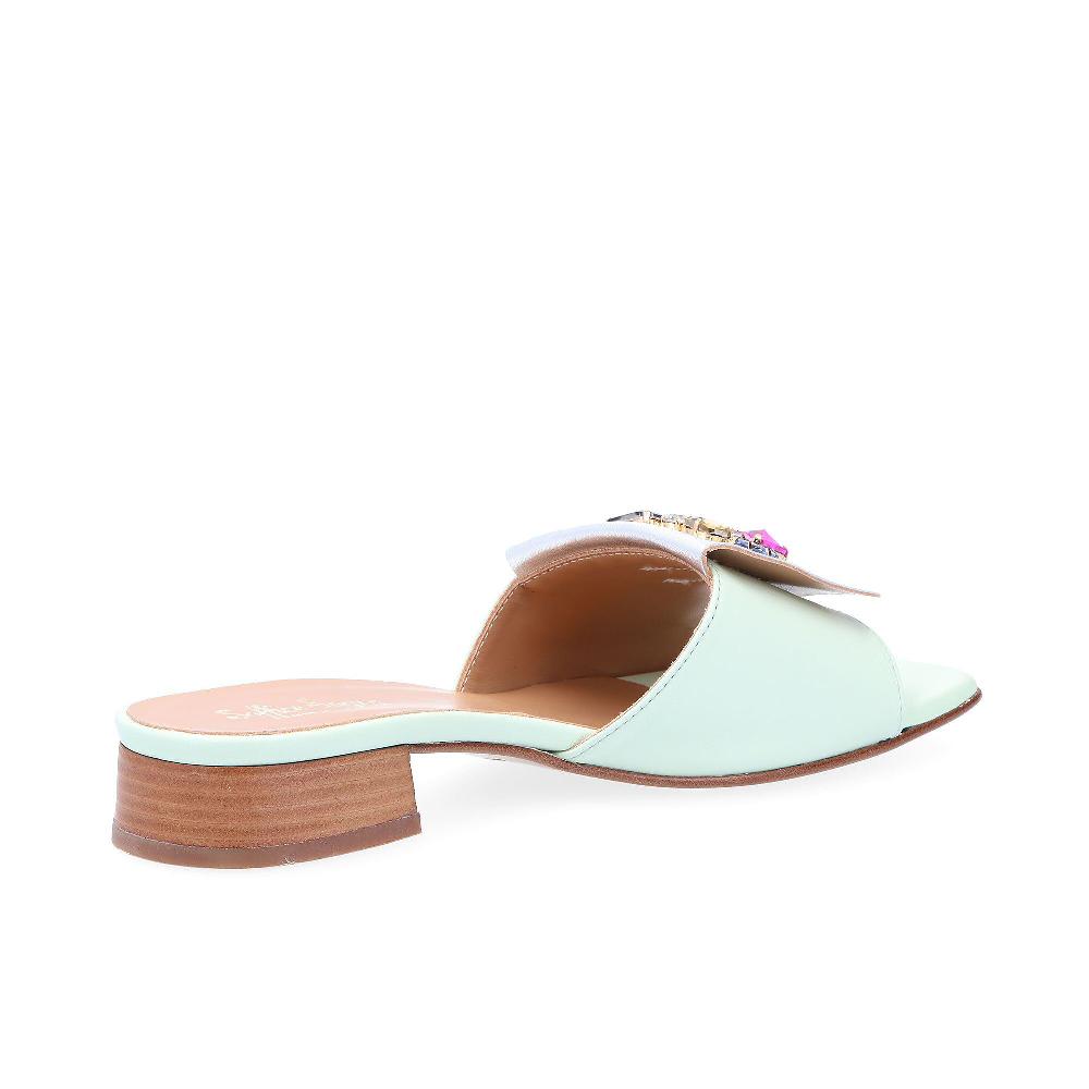 QVC Soffice Sogno Ciabatta In Pelle Con Applicazione Gioiello Tacco 3 Cm