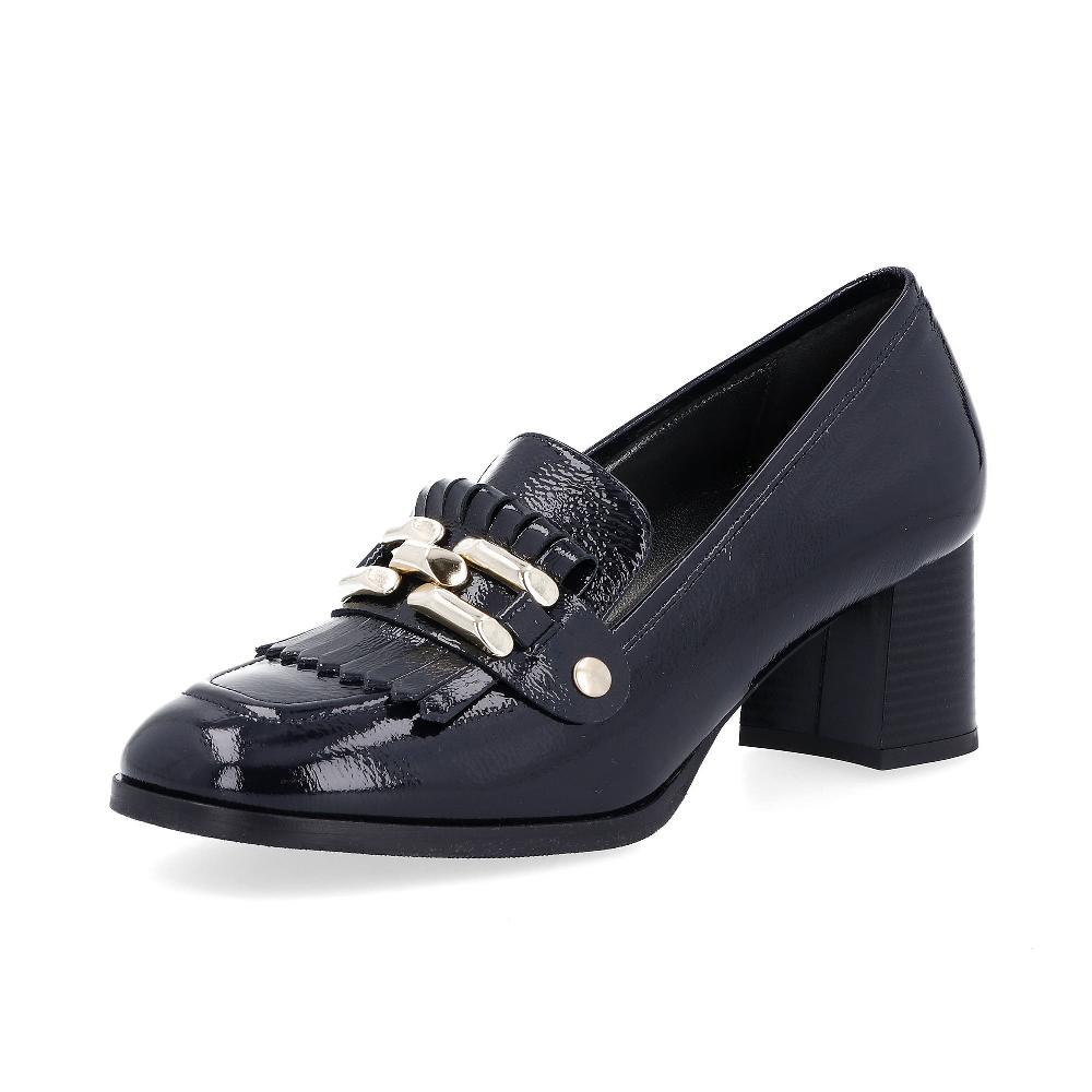 QVC Soffice Sogno Mocassini in pelle con tacco morsetto e frangetta