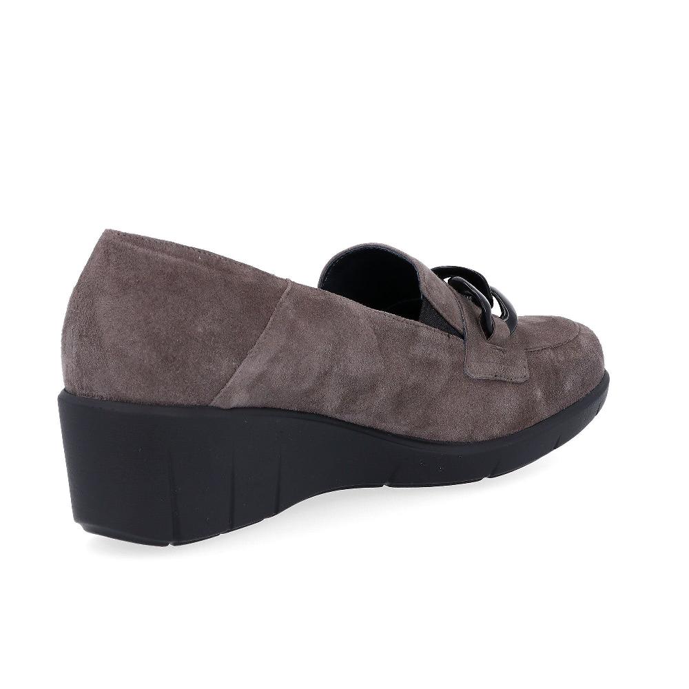 QVC Soffice Sogno Mocassini In Pelle Scamosciata Motivo Catena Zeppa 5 Cm